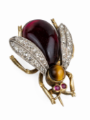 VICTORIAN GARNET AND DIAMOND BUG BROOCH