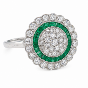 ART-DECO EMERALD AND DIAMOND RING