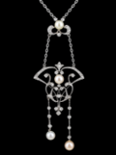 EDWARDIAN PEARL AND DIAMOND PENDANT NECKLACE