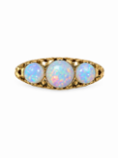 OPAL AND DIAMOND 3-STONE GOLD RING