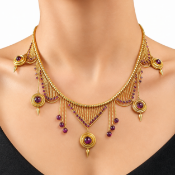 UNUSUAL GEORGIAN GARNET TASSEL DROP NECKLACE