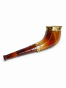 ANTIQUE BANDED AGATE AND GOLD MOUNTED PIPE