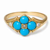 TURQUOISE AND DIAMOND GOLD RING