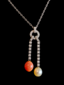 EDWARDIAN CONCH PEARL AND PEARL NEGLIGE PENDANT NECKLACE