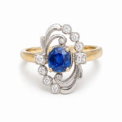 SCARAB LONDON, SAPPHIRE AND DIAMOND CLUSTER RING
