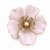 FINE FRENCH ENAMEL AND DIAMOND FLORAL BROOCH