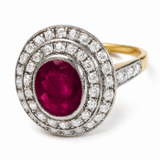 RUBY AND DIAMOND CLUSTER RING