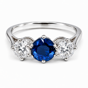 SAPPHIRE AND DIAMOND 3-STONE RING