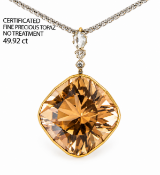 CERTIFICATED PRECIOUS TOPAZ AND DIAMOND PENDANT WITH CHAIN NECKLACE