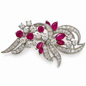 FINE RUBY AND DIAMOND BROOCH