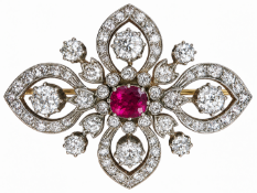 FANTASTIC VICTORIAN DIAMOND AND RUBY BROOCH