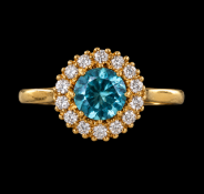 ZIRCON AND DIAMOND CLUSTER RING