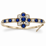 VICTORIAN SAPPHIRE AND DIAMOND HINGED BANGLE