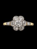ANTIQUE DIAMOND DAISY CLUSTER RING