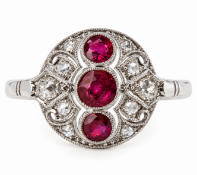 ART DECO RUBY AND DIAMOND RING