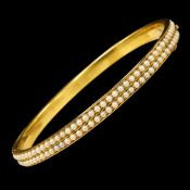 VICTORIAN DOUBLE ROW PEARL HINGED BANGLE