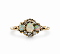 ANTIQUE OPAL AND DIAMOND RING