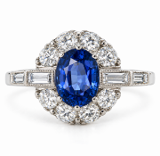 SAPPHIRE AND DIAMOND CLUSTER RING