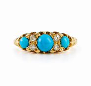 VICTORIAN TURQUOISE AND DIAMOND RING