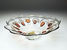 Glasschale mit Silber- & Bernsteineinsatz