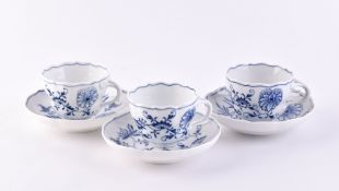 3 Tassen & 3 Untertassen Meissen