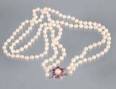 zweireihiges Akoya Perlcollier - WG 585