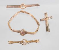 4 antike Golddouble Schmuckteile um 1900/10