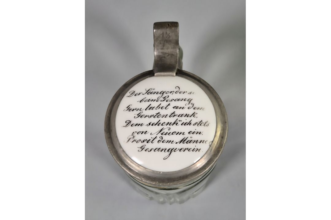 2 Bierkrüge mit Porzellandeckel um 1900 - Bild 3 aus 3