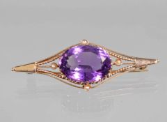Amethyst Brosche mit Perlchen - RG 585