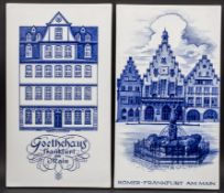 2 Bildplatten 'Römer' und 'Goethehaus' in Frankfurt am Main' / 2 picture plates with views of ...