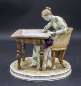 Junge Dame am Schreibtisch / A young lady sitting at a desk, Richard Eckert & Co., Rudolstadt, ...