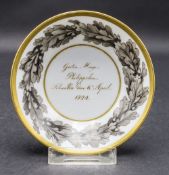 Unterschale 'Guten Morgen Philippchen...' / A dish with oak leaf wreath, deutsch, 1824