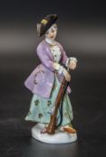 Miniatur Figur einer Jägerin / A miniature figure of a female hunter, Meissen, Mitte 20. Jh.