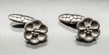 Manschettenknöpfe Nr. 46 / Sterling silver blossom cufflinks No. 46, Georg Jensen, Dänemark, ...
