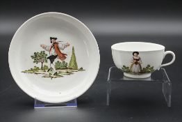 Tasse und Untertasse mit Bauernpaar / A cup and saucer with pheasants, Nymphenburg, 2. Hälfte ...
