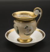 Empire Tasse und UT mit Blüten / An Empire cup and saucer with flowers, Frankreich, um 1800
