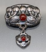 Jugendstil Silberbrosche / An Art Nouveau Sterling silver brooch, Bernhard Hertz, ...