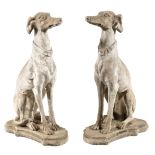 Paar sitzende Windhunde 