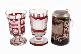 Drei Andenkengläser Biedermeier 