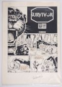 Ron Smith 2000 AD Prog #639 and #640 Survivor Story Pages Signed (Fleetway, 1989) Total 3