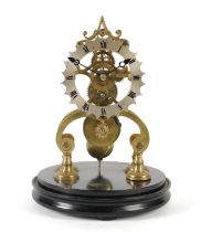 A VICTORIAN BRASS SKELETON CLOCK TIMEPIECE
