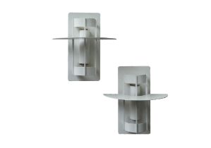 LOUIS POULSEN: A PAIR OF WHITE ENAMEL METAL 'SATURN' WALL LIGHTS (2)