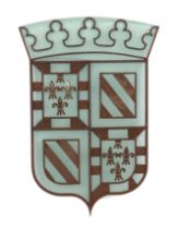 A FRENCH WROUGHT IRON ARMORIAL CREST