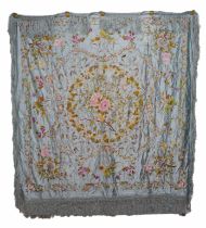 THREE CHINESE-EXPORT SILK EMBROIDERED COVERS (3)