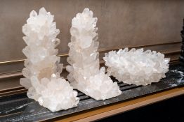 KATHRYN MCCOY; A PAIR OF WHITE QUARTZ CRYSTAL BOOKENDS (3)