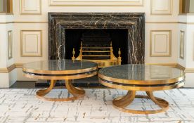 A PAIR OF LOW CIRCULAR OCCASIONAL TABLES (2)