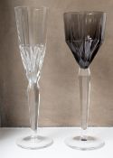 SAINT-LOUIS; A SET OF FOURTEEN CLEAR GLASS METROPOLIS PATTERN CHAMPAGNE FLUTES (27)