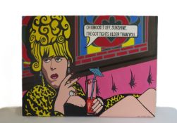 Jayne Tunnicliffe (21st century) acrylic on canvas 'Corriecature' of Bet Lynch, Coronation Street.
