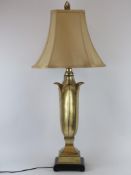 A modern large gilt composite table lamp of foliate form. 92 cm total height including shade.