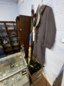 A bundle of fishing rods, cables, fishing reels and other items